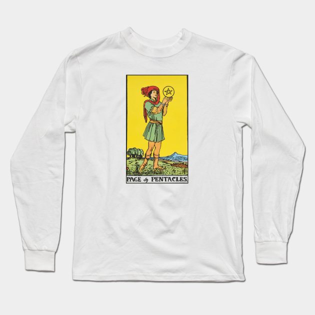 Page of pentacles tarot card Long Sleeve T-Shirt by Nate's World of Tees